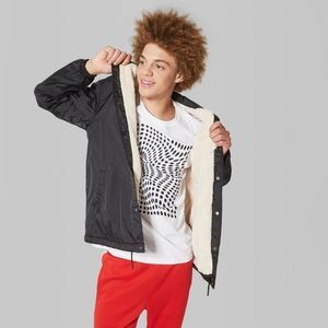 Mens Long Sleeve Sherpa Lined Coach Jacket - Original Use™ Black M